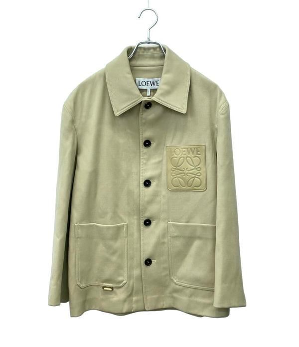 LOEWE ジャケット コンボ アナグラム ロゴレザーパッチ ブルゾン 羊毛 ワークウェア ジャケット H526Y02W27 メンズ SIZE 46 (M) ロエベ