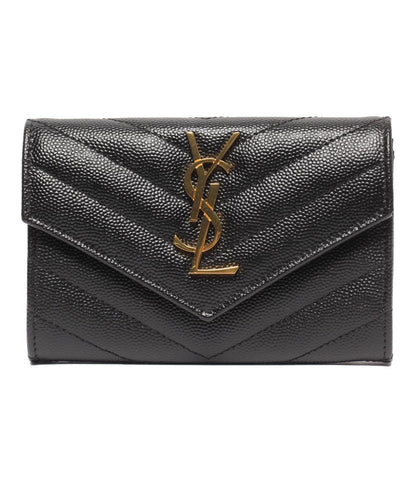 美品 SAINT LAURENT PARIS モノグラムスモールエンベロープウォレット ミニ財布 レディース サンローランパリ