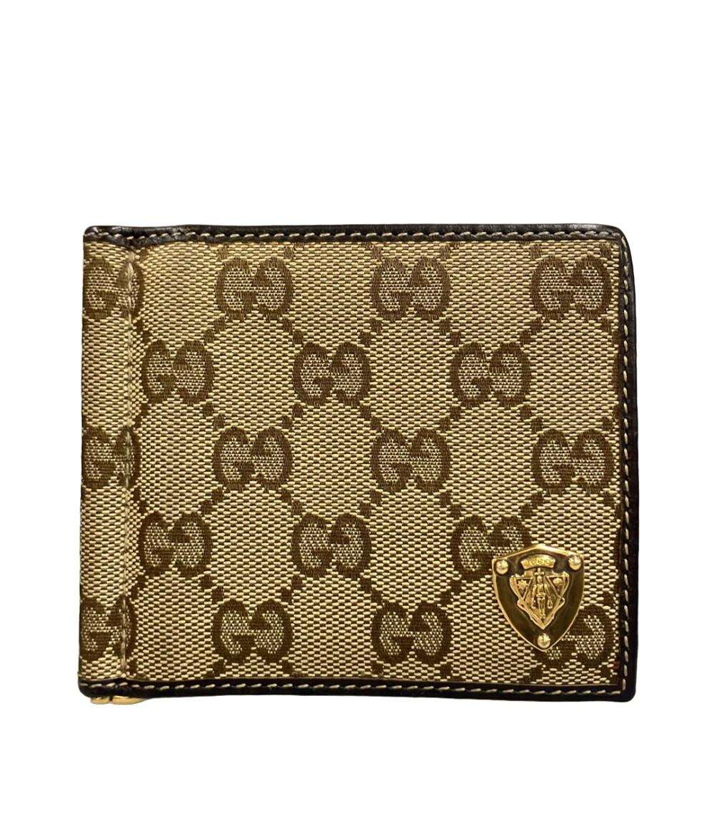 GUCCI 二つ折り財布 カードケース マネークリップ付き GGキャンバス 203616 493075 メンズ グッチ