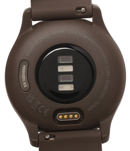 美品 GARMIN スマートウォッチ 腕時計 vivomove Sport バッテリー充電 ブラウン レディース メンズ ガーミン