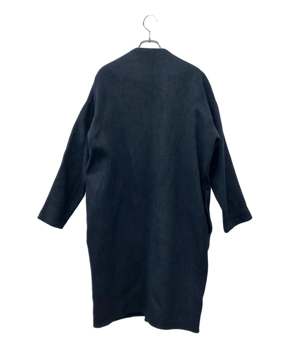 【美品✨】エンフォルド ウールリバー ノーカラーコート ネイビー 36 定番人気 美品⭐️エンフォルド ウール ノーカラーリバーコート 36 ネイビー 紺