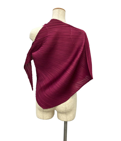 PLEATS PLEASE ノースリーブシャツ 変形 プリーツ ワインレッド PP83-JK581 レディース SIZE 3 (L) プリーツプリーズ