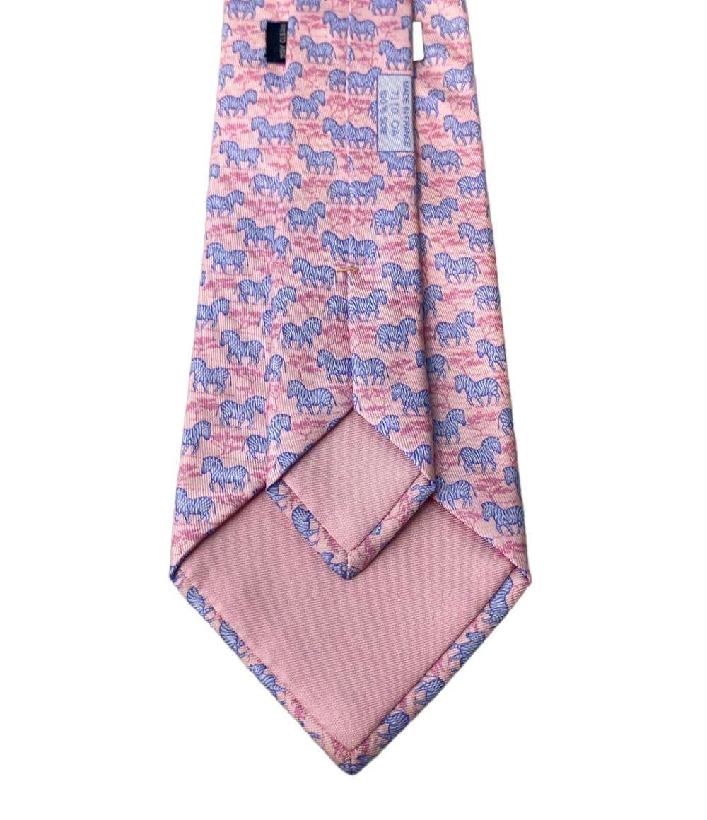 美品 エルメス ネクタイ シルク100% しまうま柄 メンズ HERMES