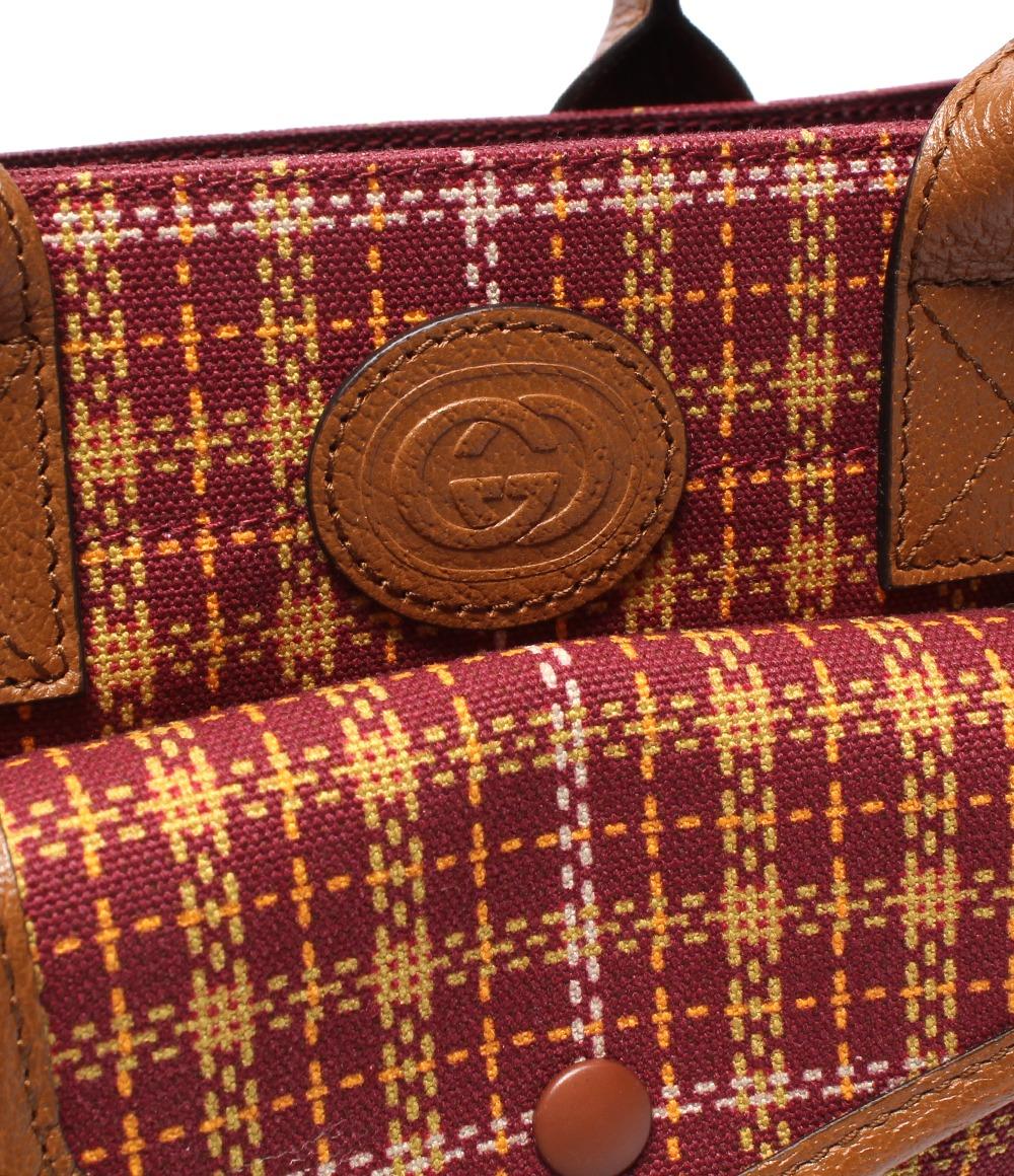 美品 GUCCI ハンドバッグ チルドレンズ チェック柄 トートバッグ 628159 レディース グッチ