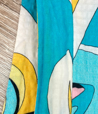 Emilio Pucci ノースリーブワンピース 幾何学模様  イエロー ブルー 9HWG15 レディース SIZE 38 (S) エミリオ・プッチ