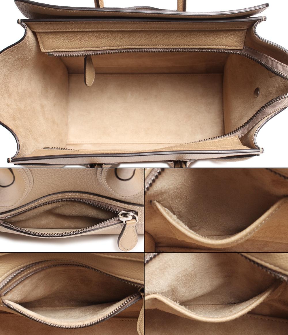セリーヌ レザー ハンドバッグ シルバー金具 ラゲージ マイクロショッパー デューン レディース CELINE