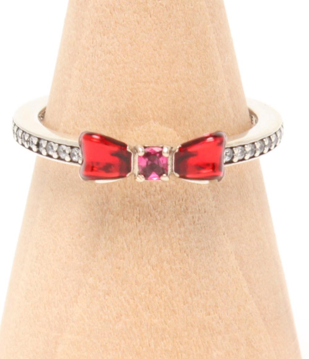 美品 PANDORA Disney リング 指輪 ピアス SV925 白雪姫 リボンモチーフ 2点セット レディース パンドラ