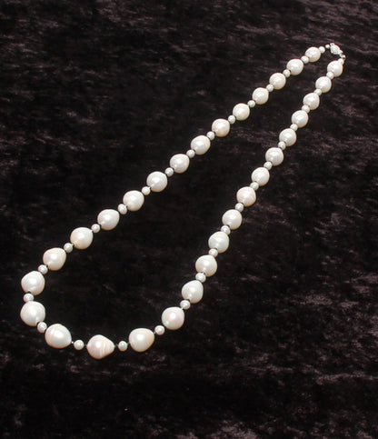 美品 ネックレス SV 淡水パール 4.0mm-5.5mm バロックパール 12.0mm-15.0mm レディース
