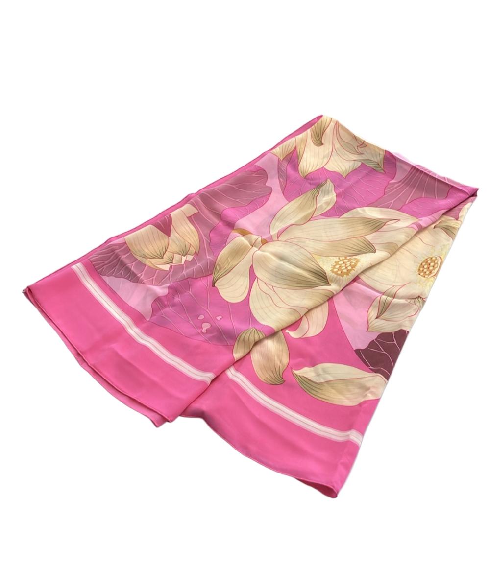 美品 エルメス スカーフ カレ140 シルク100% 蓮の花 FLEURS DE LOTUS レディース HERMES