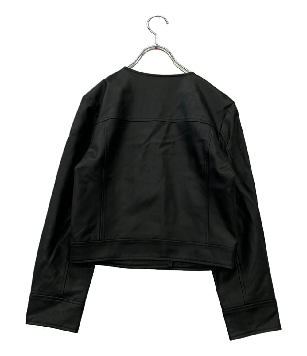 BEAMS HEART フェイクレザー ノーカラーブルゾン アウトレット ジャンパー 43-18-0021-152 レディース SIZE S ビームスハート