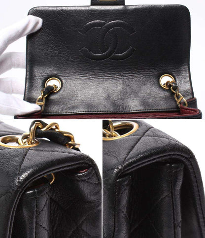 CHANEL チェーンショルダーバッグ ゴールド金具 シングルチェーン シングルフラップ ラムスキン 2番台 マトラッセ20 レディース シャネル