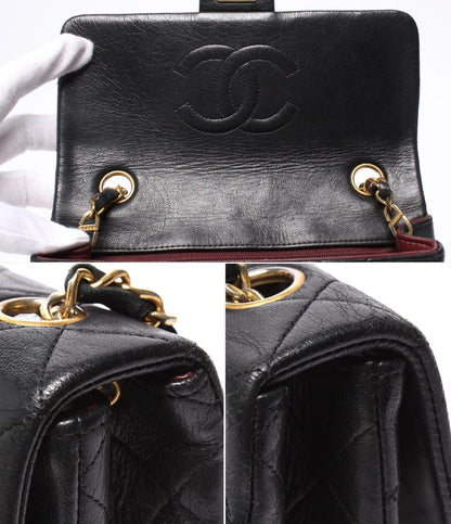 CHANEL チェーンショルダーバッグ ゴールド金具 シングルチェーン シングルフラップ ラムスキン 2番台 マトラッセ20 レディース シャネル