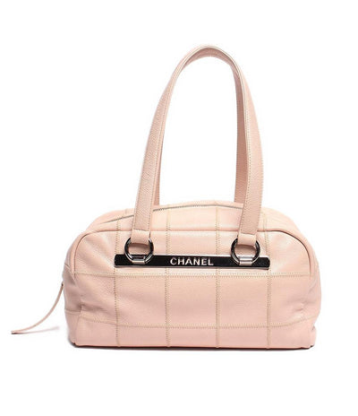 シャネル ショルダーバッグ ボストンバッグ レザー シルバー金具 チョコバー キャビアスキン レディース CHANEL