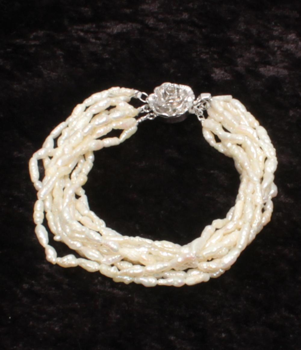 美品 10連ネックレス 10連ブレスレット 淡水パール 2点セット レディース