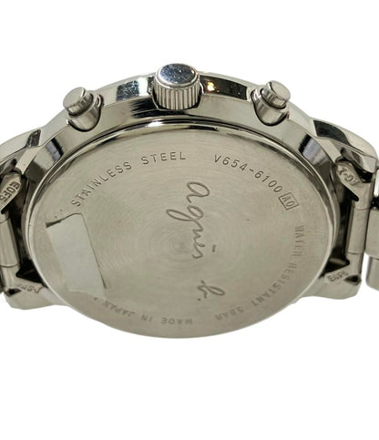 agnes b. 腕時計 クオーツ パープル V654-6100 メンズ アニエスベー