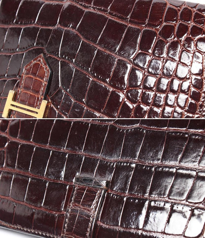 HERMES 長財布 ゴールド金具 アリゲーター クロコダイルレザー □P刻印 ベアン スフレ レディース メンズ エルメス