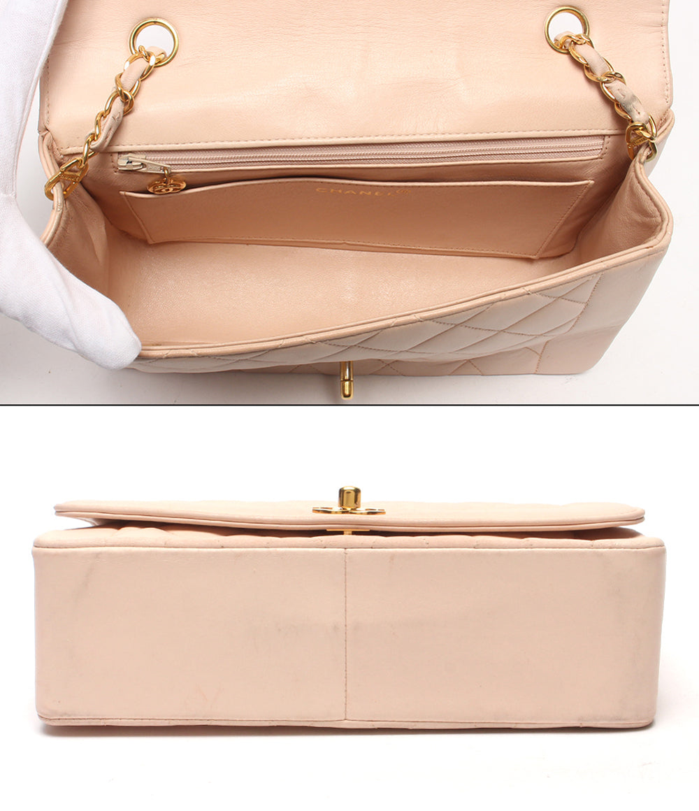 CHANEL チェーンショルダーバッグ 肩掛け ゴールド金具 ダイアナ25 マトラッセ シングルフラップ シングルチェーン ラムスキン ココマーク 2番台