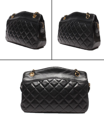 CHANEL チェーンショルダーバッグ 肩掛け ラムスキン 1番台 マトラッセ レディース シャネル