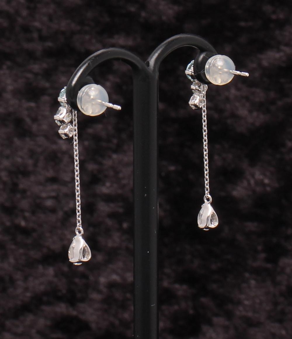 美品 4℃ ピアス K10 ブルートパーズ スイング レディース ヨンドシー