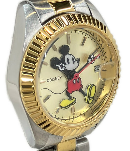 美品 Disney 腕時計 ミッキーマウス クオーツ ゴールド レディース ディズニー