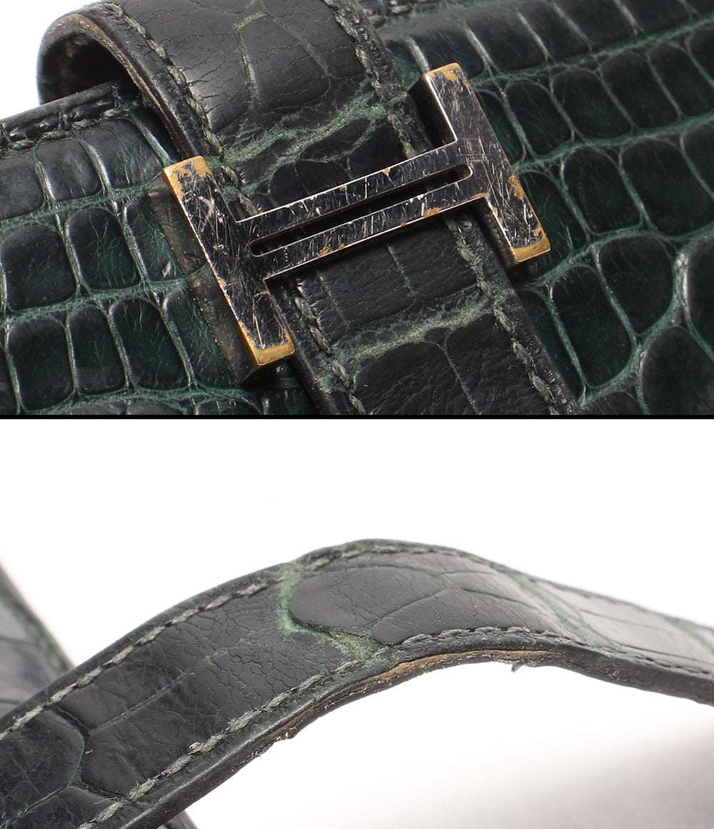 HERMES 長財布 A刻印 シルバー金具 アリゲーター ベアンスフレ レディース メンズ エルメス