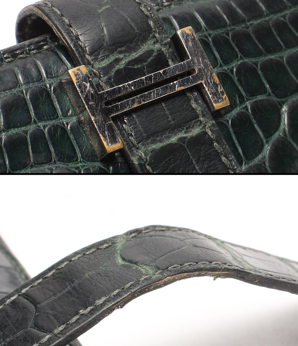 HERMES 長財布 A刻印 シルバー金具 アリゲーター ベアンスフレ レディース メンズ エルメス
