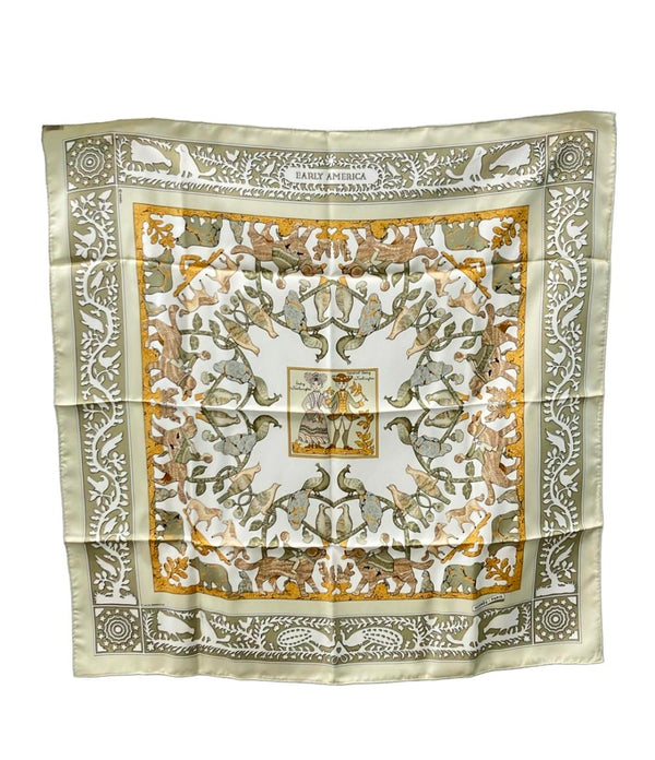 HERMES スカーフ シルク100% カレ90 EARLY AMERICA レディース