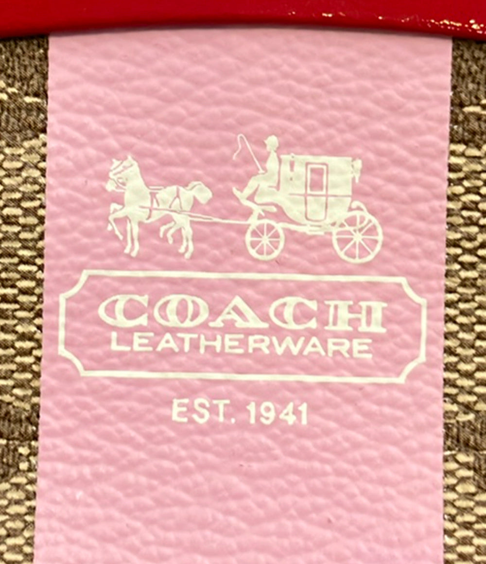 美品 コーチ COACH ☆ リボン レザー ケース がま口 ピンク COACH コインケース がま口 シグネチャー レディース コーチ – Rehello