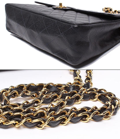 CHANEL チェーンショルダーバッグ マトラッセ キャビアスキン ゴールド金具 ダブルチェーン 6番台 肩掛け レディース シャネル