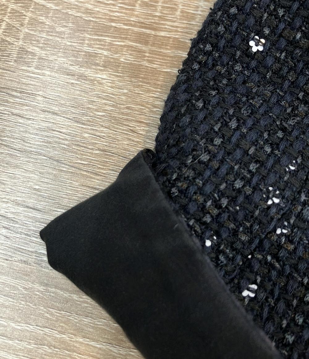ebure ノーカラージャケット リネンブレンド スパンコールツイード 24ss 3910400156 レディース SIZE 36 (S) エブール