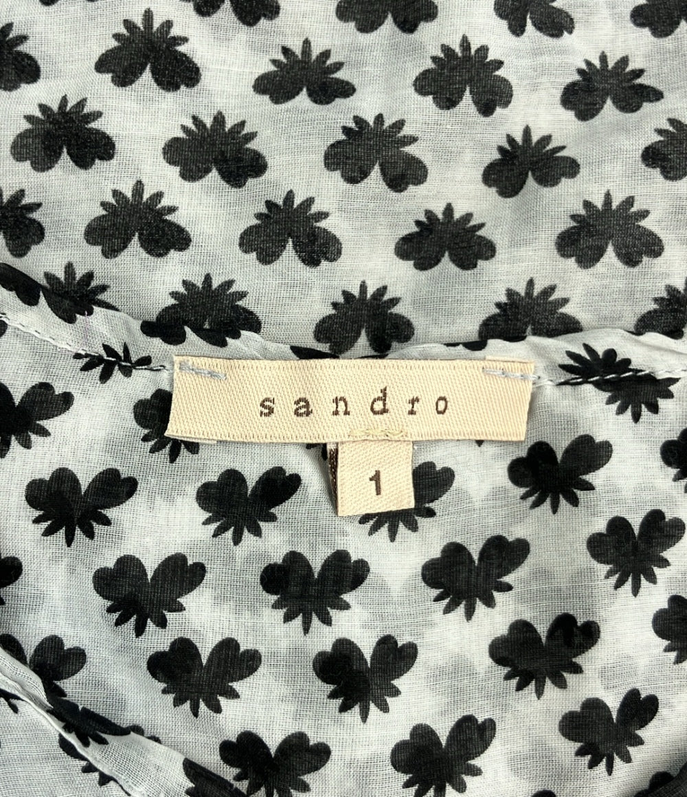 美品 サンドロ 総柄フロントボタン半袖ブラウス レディース SIZE 1 (S) Sandro