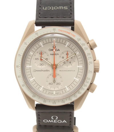 美品 オメガ スウォッチ 腕時計 MISSION TO JUPITER クオーツ ベージュ メンズ OMEGA Swatch