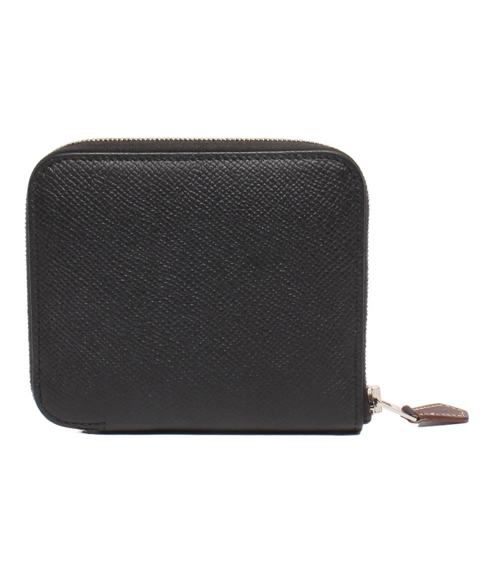 HERMES ラウンドファスナー財布 D刻印 シルバー金具 アザップコンパクト シルクイン レディース エルメス