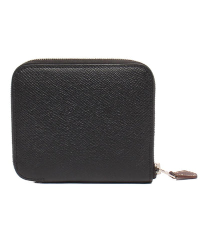 HERMES ラウンドファスナー財布 D刻印 シルバー金具 アザップコンパクト シルクイン レディース エルメス