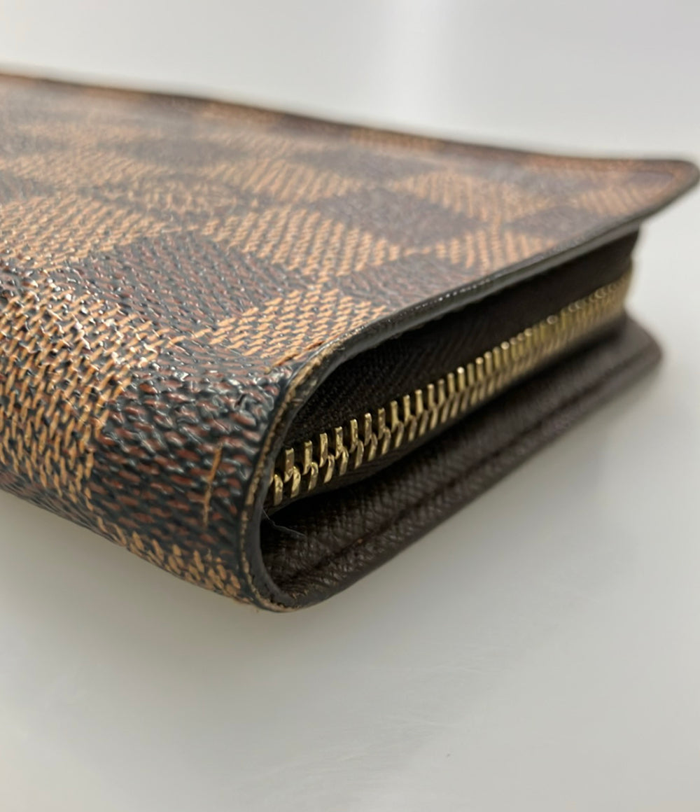 LOUIS VUITTON ラウンドファスナー長財布 PVC レザー ポルトモネジップ ダミエ エベヌ N61728 レディース ルイ・ヴィトン