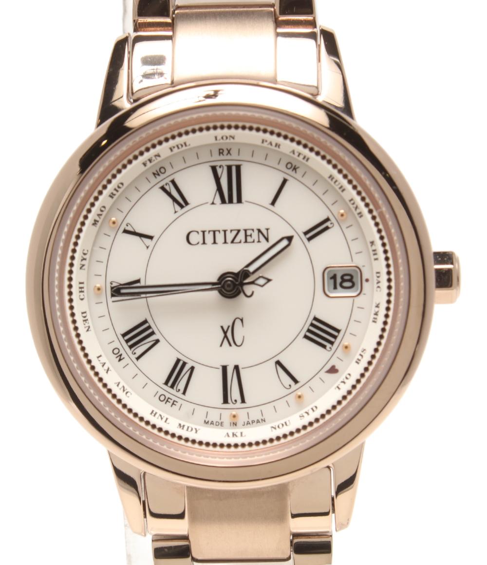 美品 CITIZEN 腕時計 ハッピーフライト クロスシ― xC ソーラー ホワイト系 H240-T022740 レディース シチズン