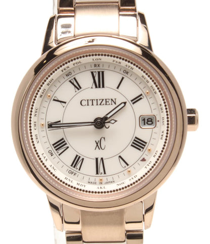 美品 CITIZEN 腕時計 ハッピーフライト クロスシ― xC ソーラー ホワイト系 H240-T022740 レディース シチズン