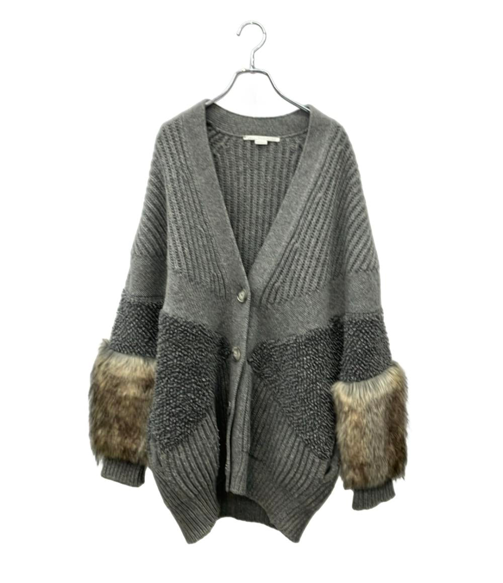 Stella McCartney ニットカーディガン Vネック 長袖 ローゲージ フォックスファー レディース SIZE 38 (M) ステラマッカートニー