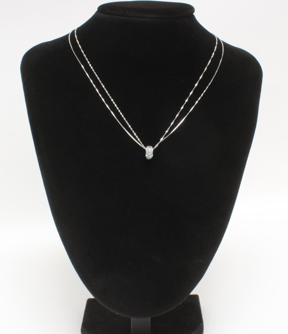 美品 ネックレス K18WG Pt950 ブルートパーズ レディース