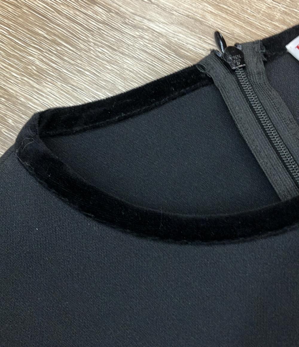 RED VALENTINO 長袖ワンピース 23AW Black Velvet Trimmed Crepe Mini Dress QROVA7M042P レディース SIZE 40 (M) レッドヴァレンティノ