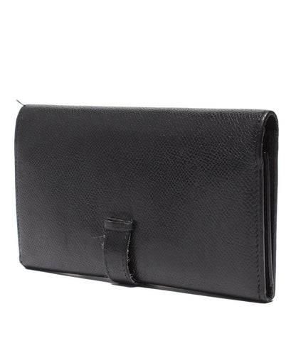 HERMES 三つ折り長財布 シルバー金具 □K刻印 ヴォーエプソン ベアン デュプリ メンズ レディース エルメス