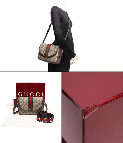 美品 グッチ レザー ショルダーバッグ スモール オフィディア GGスプリーム 72211 520981 レディース GUCCI
