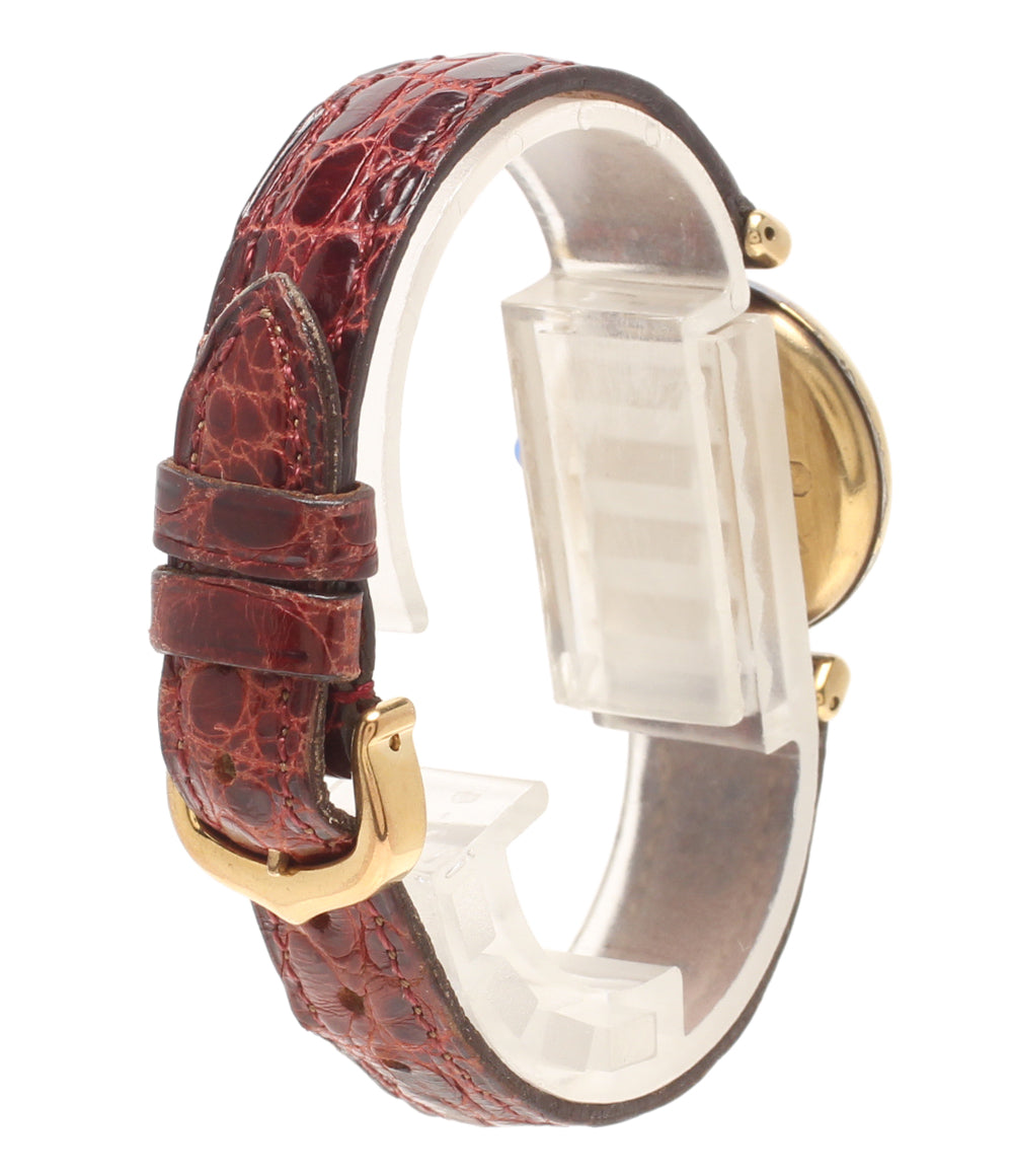 Cartier 腕時計 925 マストコリゼ ヴェルメイユ クオーツ ホワイト W590002 レディース カルティエ