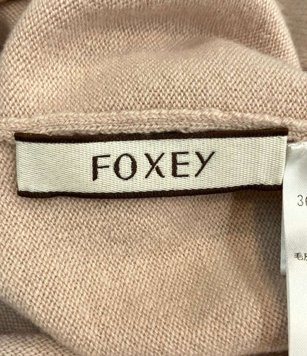 美品 FOXEY 長袖 ニット ミンク襟付き 36169-KATFG10MKN レディース SIZE 38 (S) フォクシー