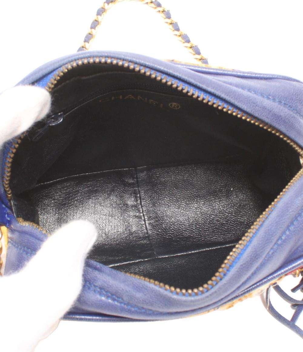 シャネル チェーンショルダーバッグ 斜め掛け ビジュー柄 タッセル サテン レディース CHANEL