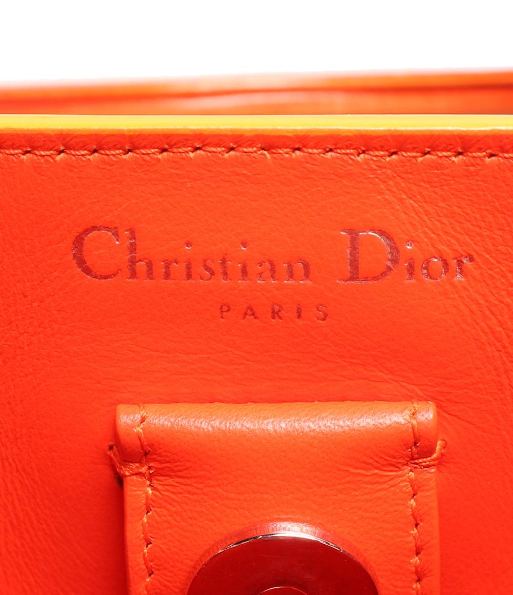 クリスチャンディオール 2wayレザートートバッグ シルバー金具 バイカラー イエロー オレンジ ディオリッシモ レディース Christian Dior