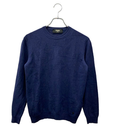 FENDI ニット セーター 長袖 クールネック ネイビーブルー FZY026 AAUA メンズ SIZE 48 (L) フェンディ