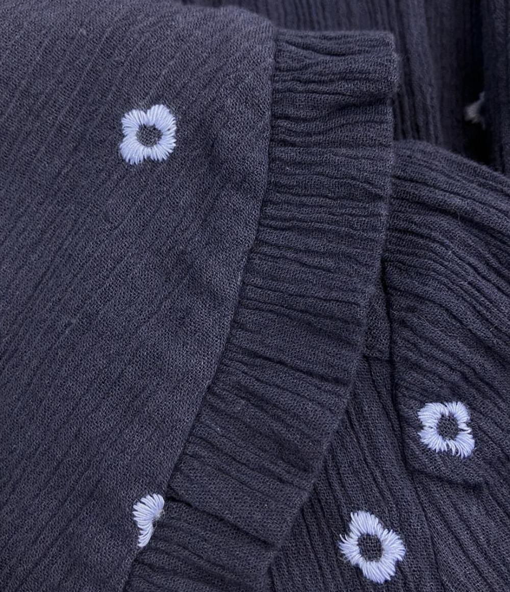 ヌキテパ コットンガーゼ フルエンブロイダリーフリル カラー