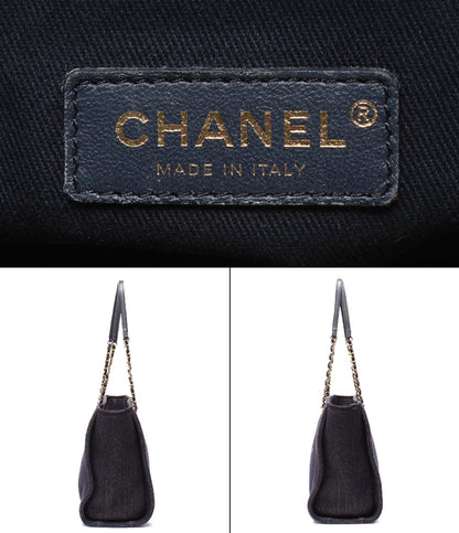 CHANEL トートバッグ 肩掛け ゴールド金具 ミックスファイバー ドーヴィルMM レディース シャネル