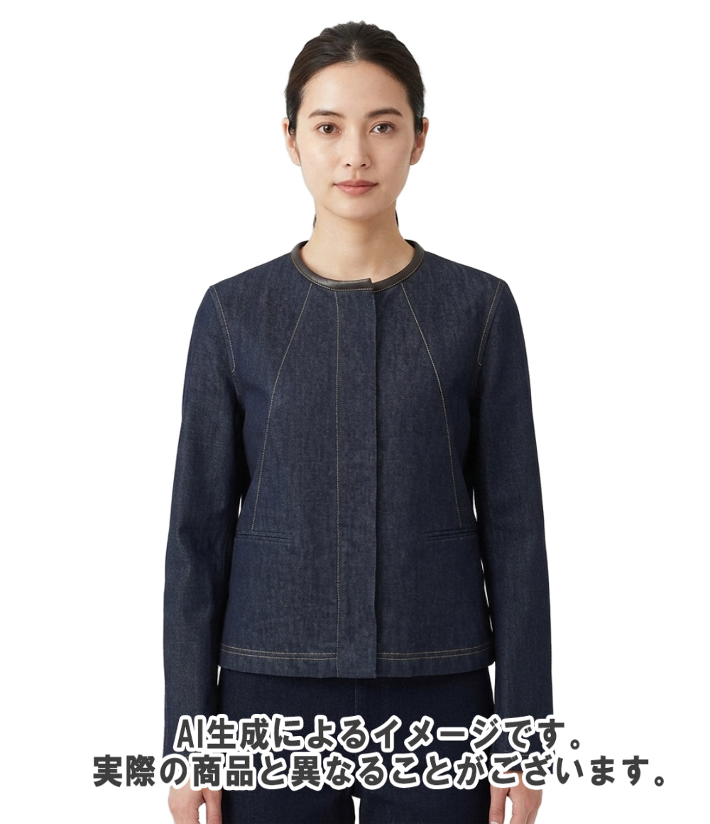 HERMES ノーカラーデニムジャケット レディース SIZE 40 (M) エルメス